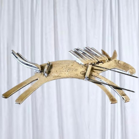 Artisan MIMI Sterling Silver Brooch Pin BLAZING STAR HORSE 1994 Signed - Picture 4 of 10
